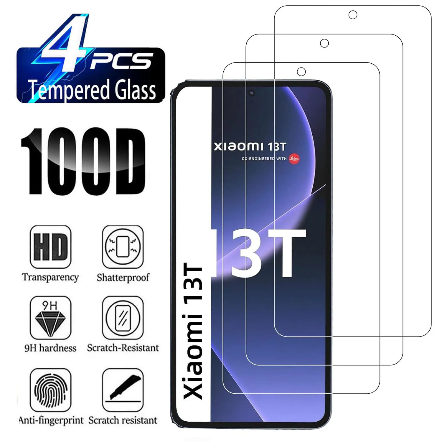 HD Screen Protector For Xiaomi 13T/13T Pro 2/4Pcs 9H Tempered Glass