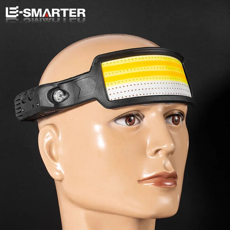 Motion Sensor Headlamp COB LED Head Lamp with Built-in Battery Flashlight USB Rechargeable Head Lamp Portable Head Light