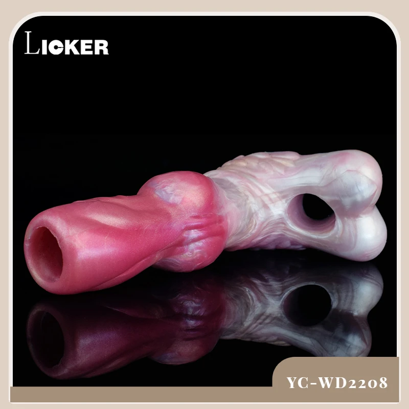 LICKER Soft Silicone Animal Wolf Penis Sleeve Extender For Men Enlargement Cock Wearable Masturbator Delay Ejaculation Sex Toys