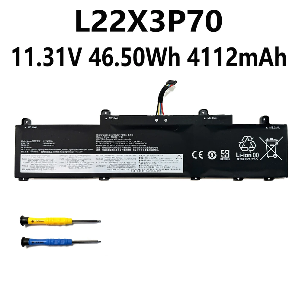 

L22X3P70 11,31 В, 46,50 Втч, 4112 мАч, аккумулятор для ноутбука Lenovo Thinkpad L14 L15 GEN 3 4 2022 2023 C14 CHROMEBOOK GEN 1 2022 Series