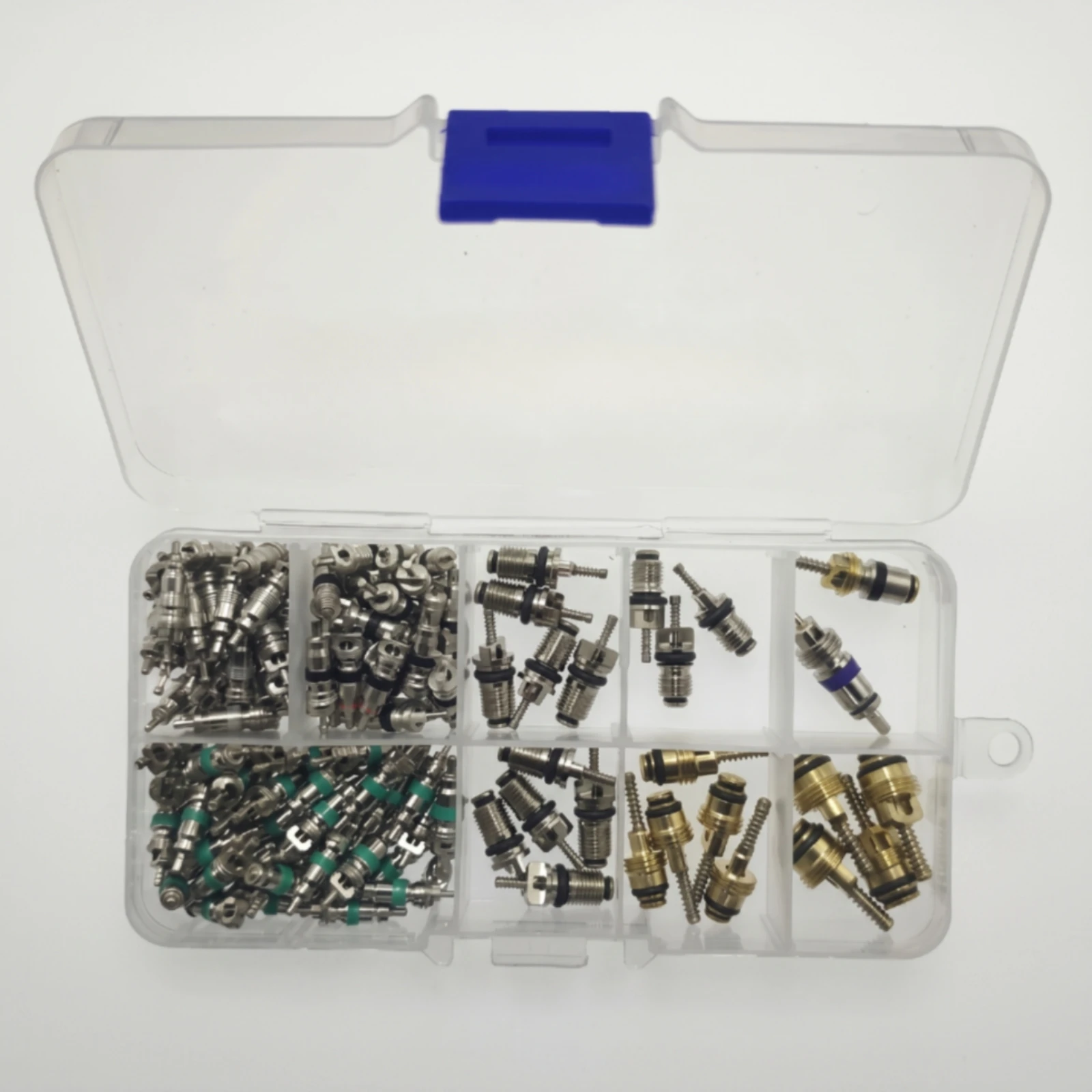 134 Pieces Air Conditioning Valve Core Kit Assorted Air Conditioning Valve Core Repair Kit Hardware Compartmentalized Threaded