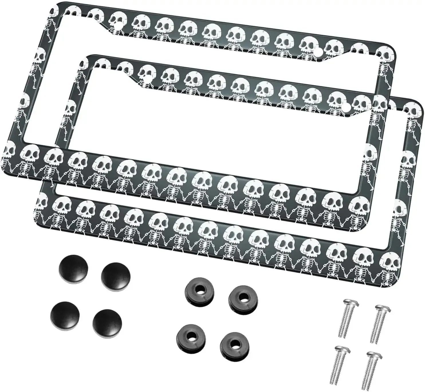 

Cute Skeleton Dance Pattern License Plate Frame 2 Pack License Plate Holder with 2 Holes Car Tag Frame for Women Men US Vehicles