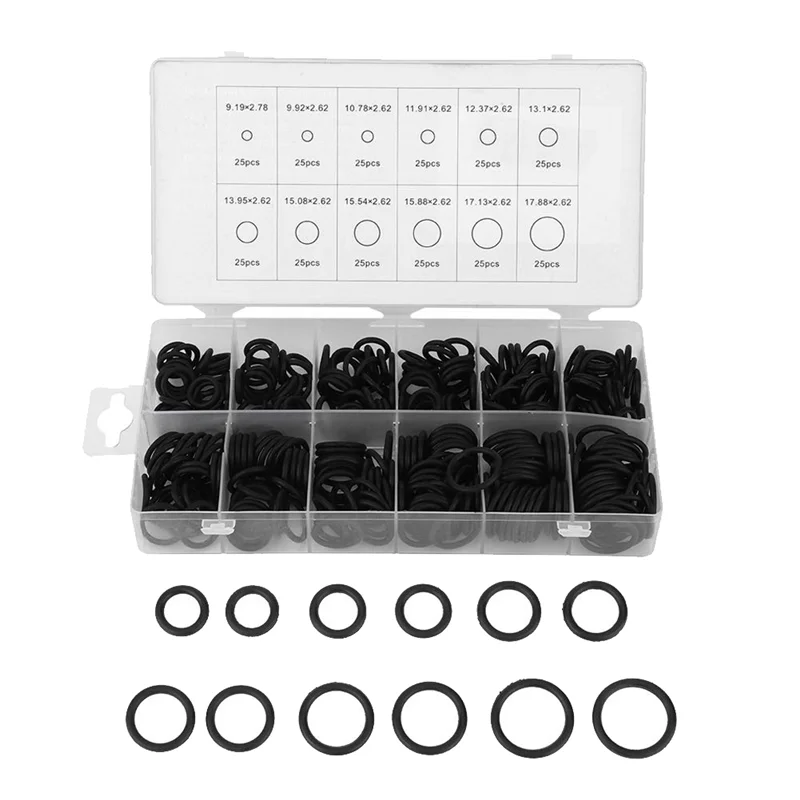 300PCS O-Ring NBR O-Ring Sealing Ring Gasket Washer Kit for Plumbers Garages Pumps O-Ring Classification Kit