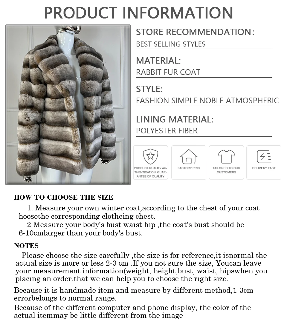 Long chinchilla Rex Rabbit Fur Coat Real Fur Coat Women Warm Winter Jacket High Quality Luxury Natural Rabbit Fur Coats