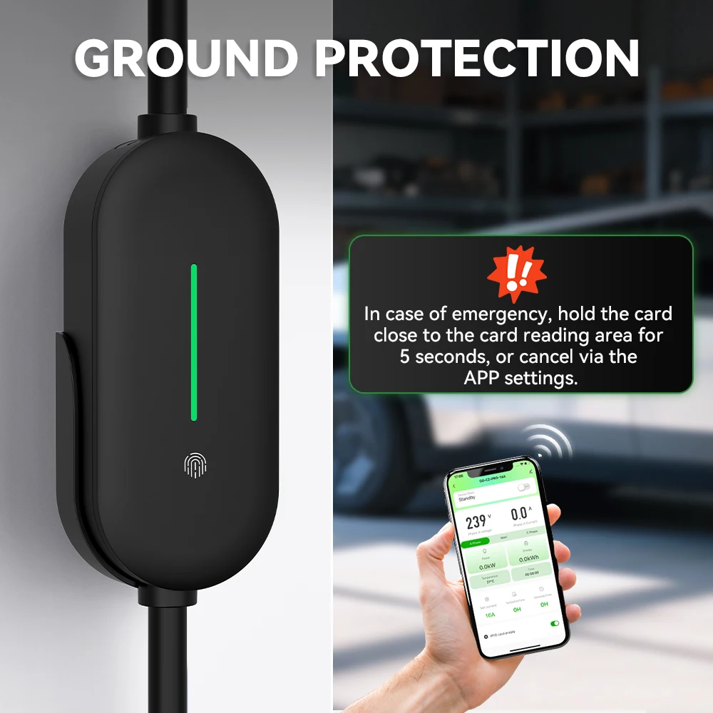Gocean Portable EV Charger 7KW 32A Type1 SAE J1772 Electric Car Charger Adjustable 16A 3.5KW IP65 Waterproof EV Charging Cable