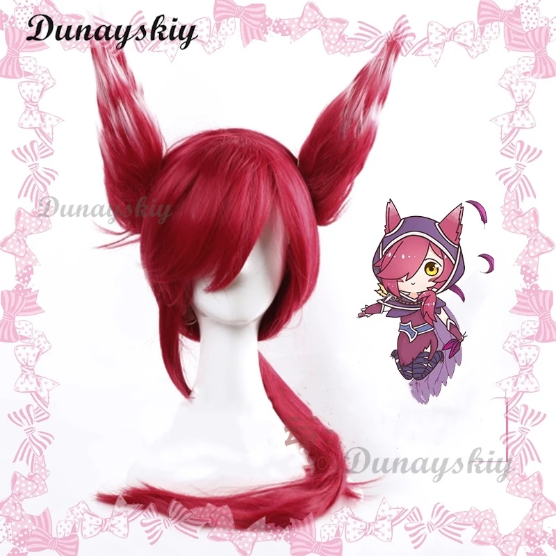 

Cosplay The Rebel Xayah Cosplay Red Wig Woman Hair Game Cos Wig With Removable Chip Ponytails + Wig Cap