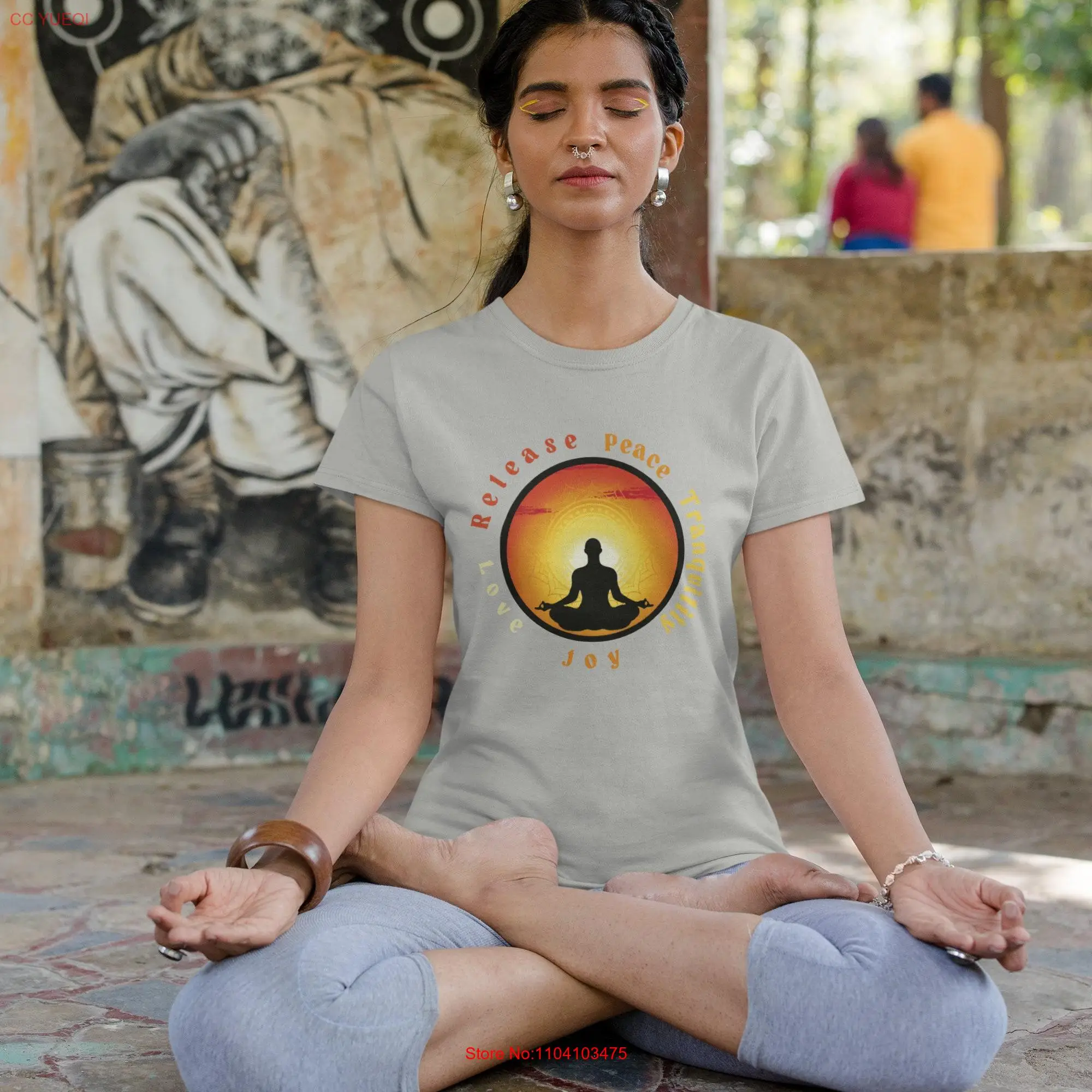 Colorful Yoga Buddha tank top T Shirt for Peaceful Meditation and Release of Stress long or short sleeves