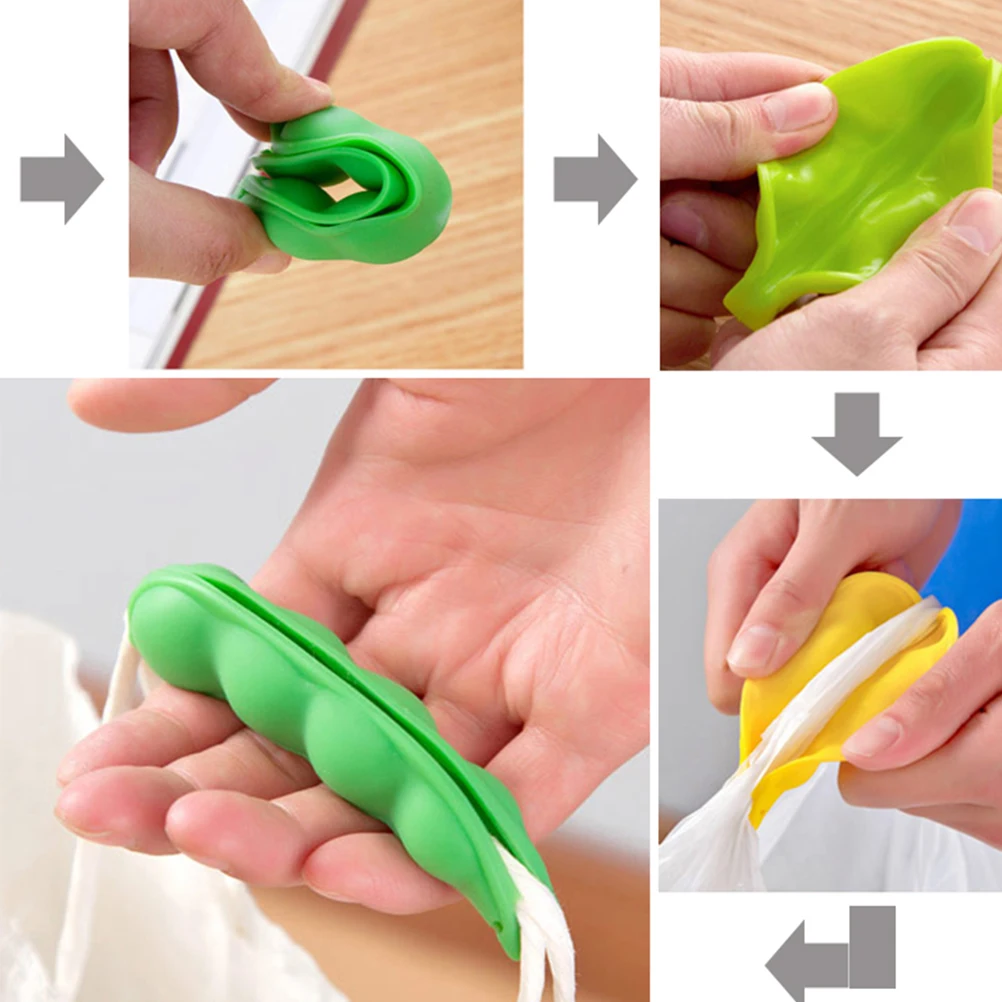 

3Pcs Silicone Bag Grip Holder Pea Shape Labor-Saving Carriers for Shopping Grocery Bags Kitchen Use Keychain Clips