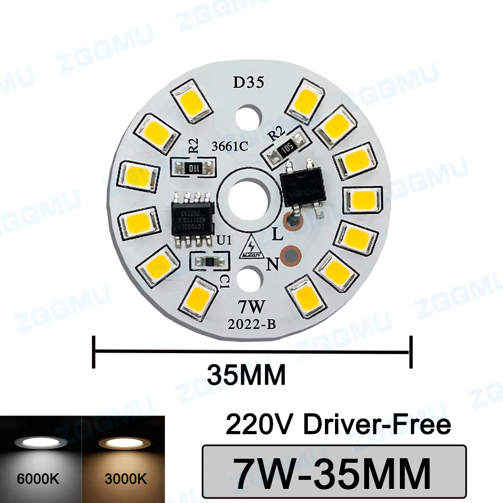 10 pz AC220V SMD 2835 LED lampadina PCB Board Driver-Free 3W 5W 7W 9W 12W 15W 18W scheda sorgente luminosa bianca e calda