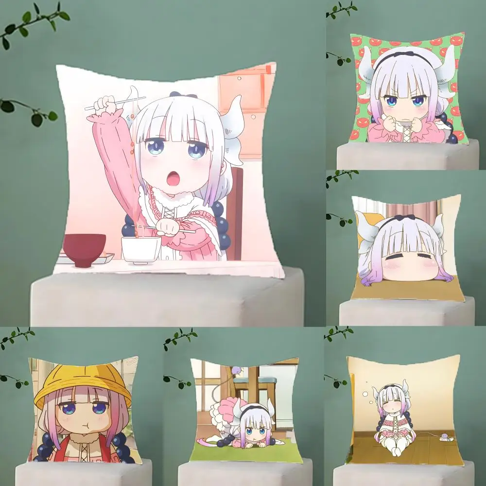 

Наволочка с мультяшным принтом «Драконья горничная мисс Кобаяши» - защита от пылевых клещей, невидимая молния, шелковистая коротковорсовая ткань, чехол для диванной подушки