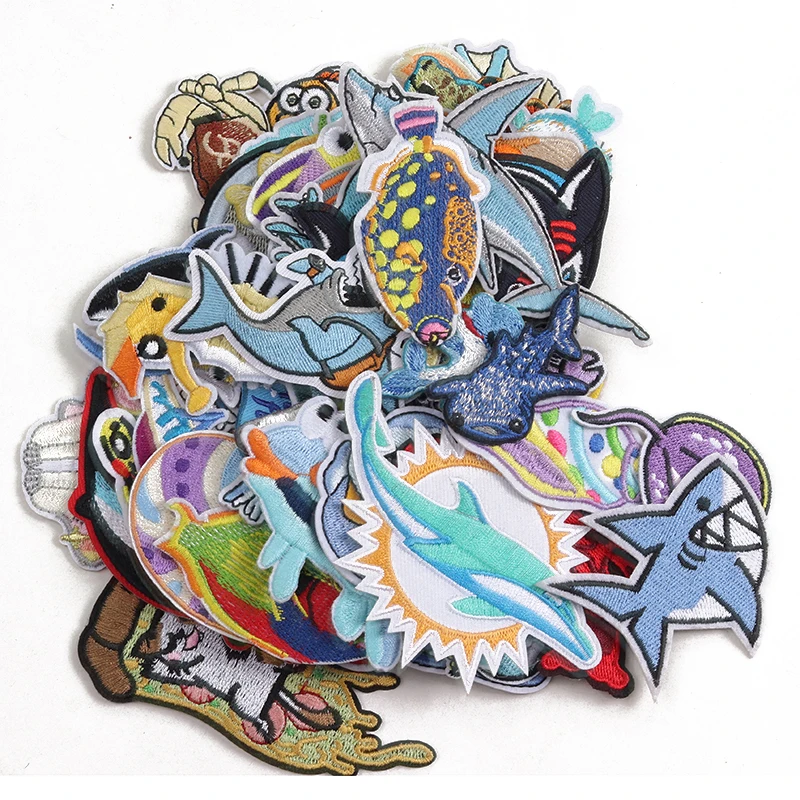 Cartoon Animals such as seahorses dolphins turtles, etc Patch Iron on  Embroidered Sewing Applique Badge DIY Apparel Accessories