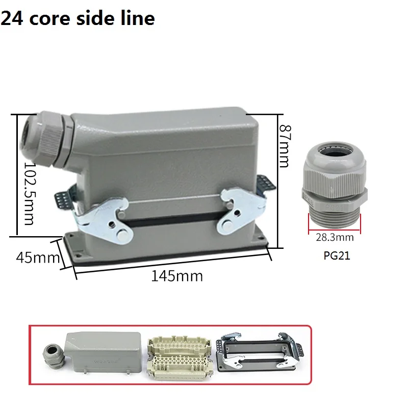 24 core new crimp heavy duty connector HDC-HE-024 Aviation Industry waterproof plug socket (more convenient and fast connection)