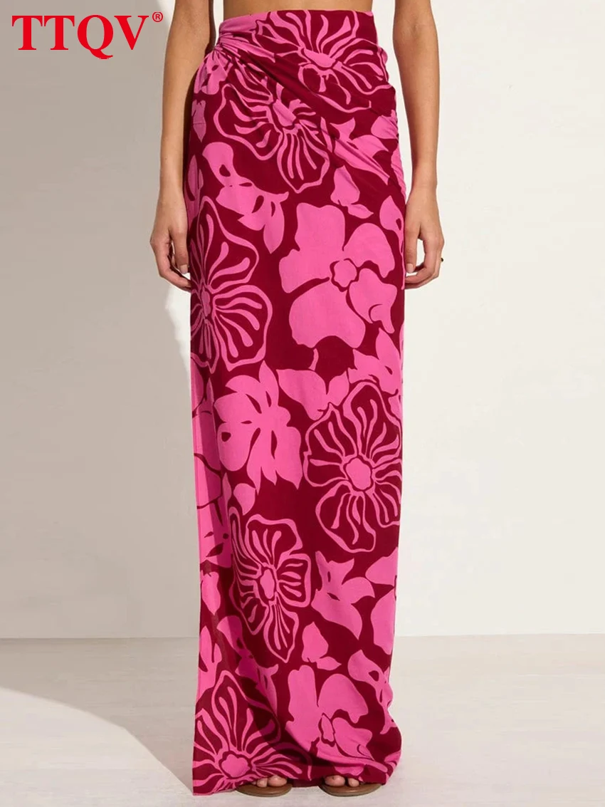 

TTQV Fashion Loose Print Women's Skirt 2026 Spring High Waist Maxi Skirts Lady Elegant Classic Skirt Female Clothing Streetwear