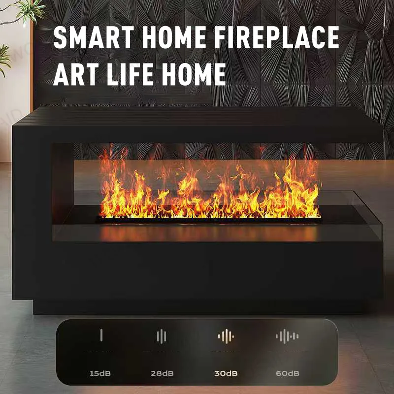 

Настенный камин с туманом, увлажнитель воздуха + пламя RGB, камин гладкого дизайна для декора ресторана отеля, установка не требуется