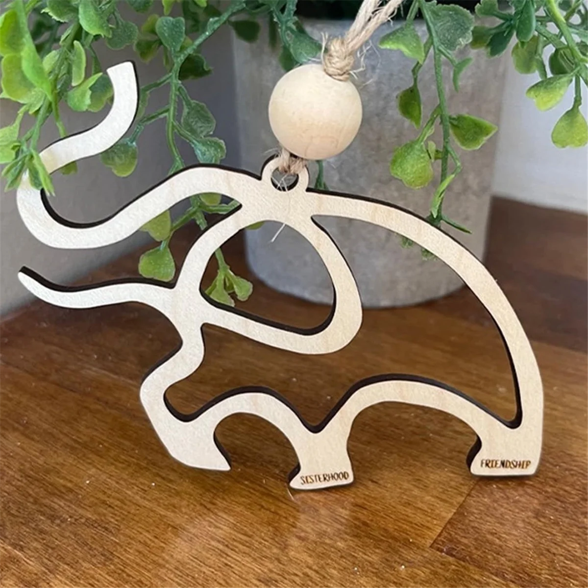 Ornamento di elefante dell'amicizia, ornamento di elefante in legno con biglietto di storia, ornamento di elefante regalo di amicizia per gli amici