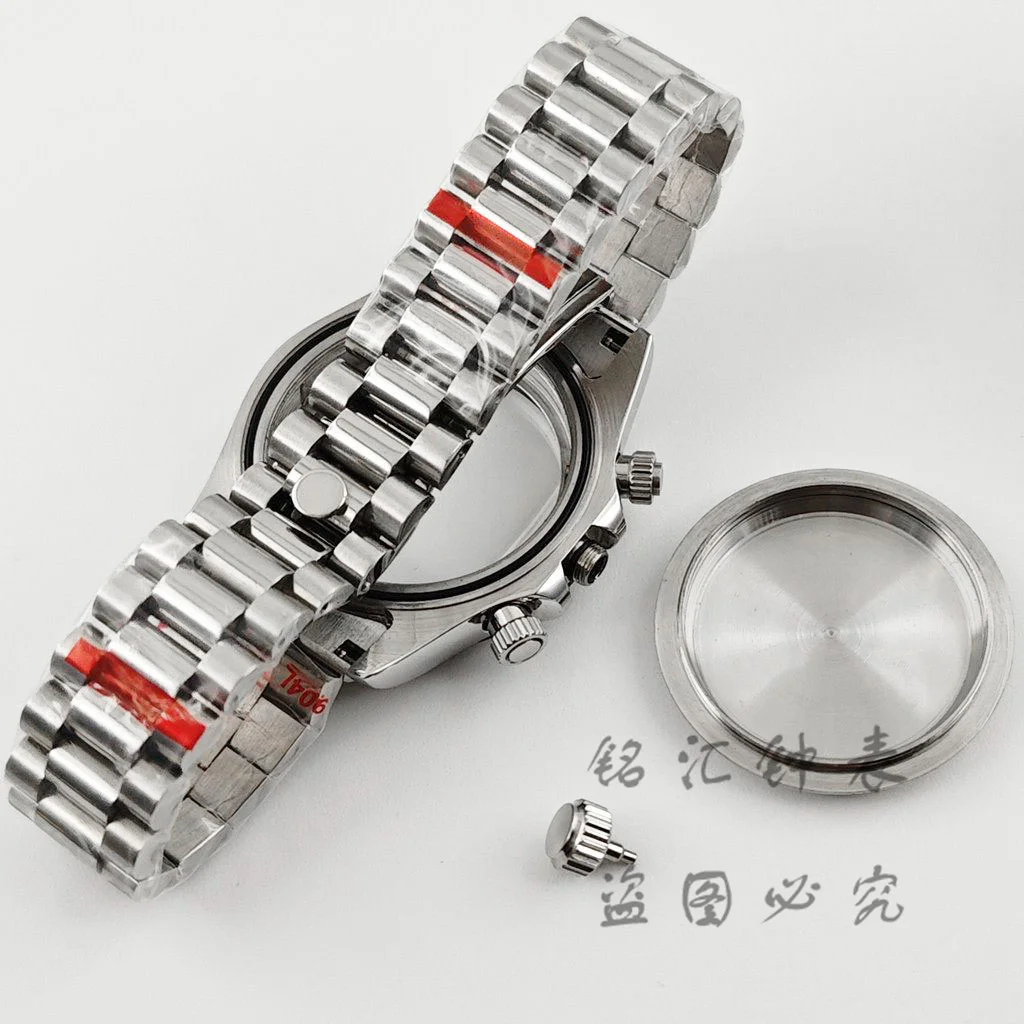 VK63 40mm Daytona Schwarze Lünette Präsidentenarmband Uhrengehäuse Saphirglas Uhrenzubehör für VK63 VK64 Quarzwerk – Detail 9