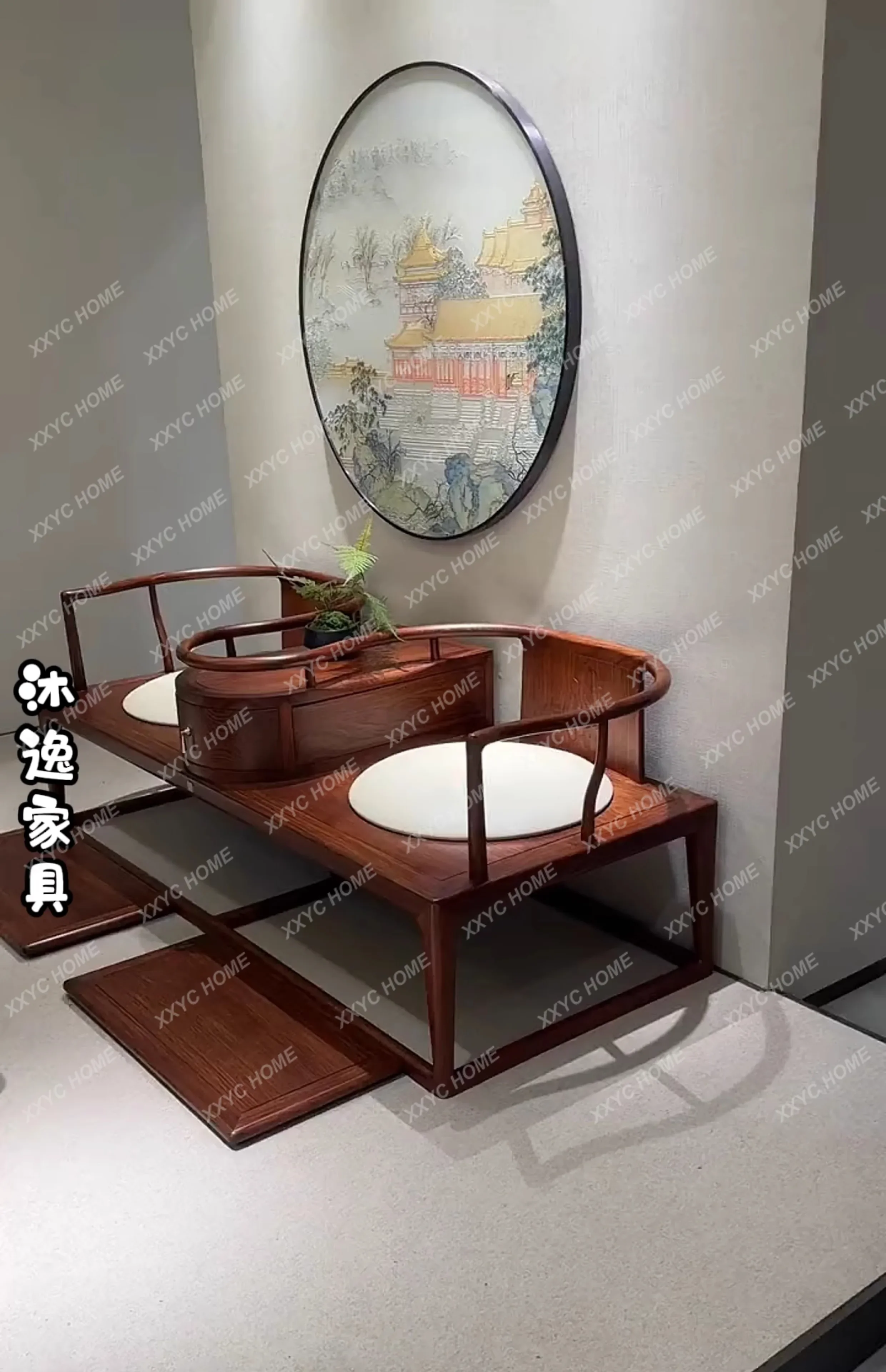 XX New Chinese Arhat bed Song Dynasty aesthetics Zen double one-piece chair living room bedroom solid wood chaise longue bed