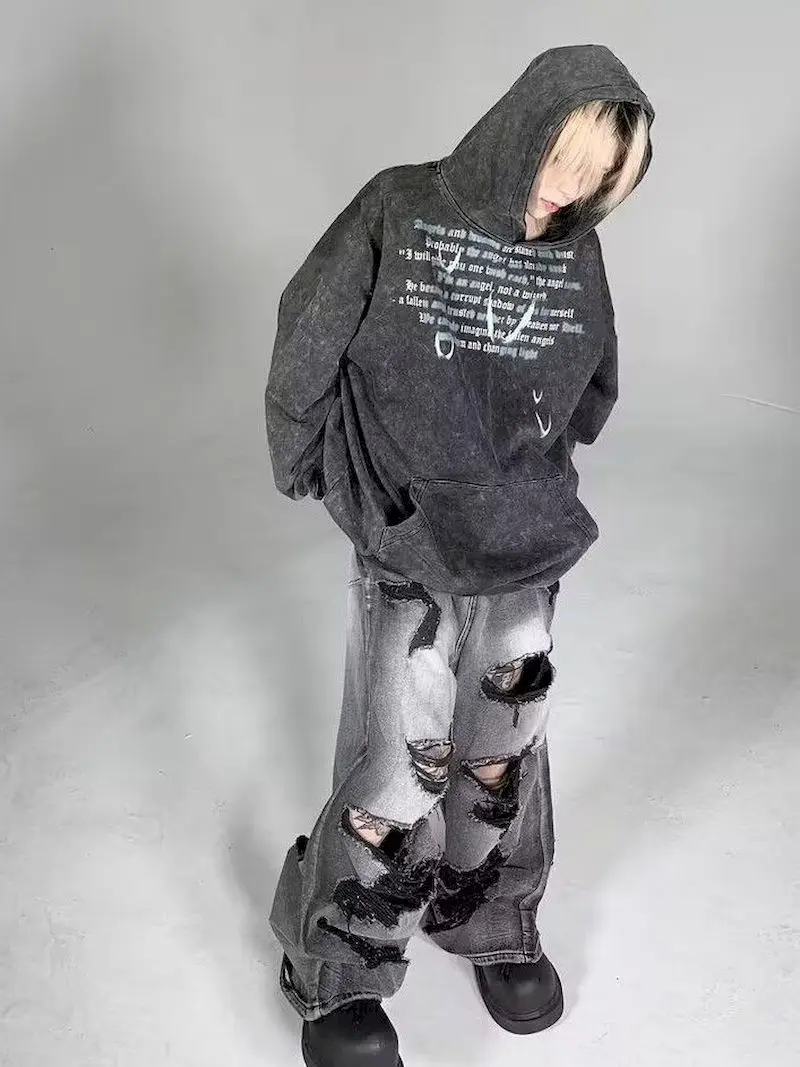 여성 및 남성용 오리지널 트렌디 후드티, 스터 프라이드 스노우플레이크 버드 프린트 워시드 후드 코트, 루즈 스웨트셔츠 커플 후드티