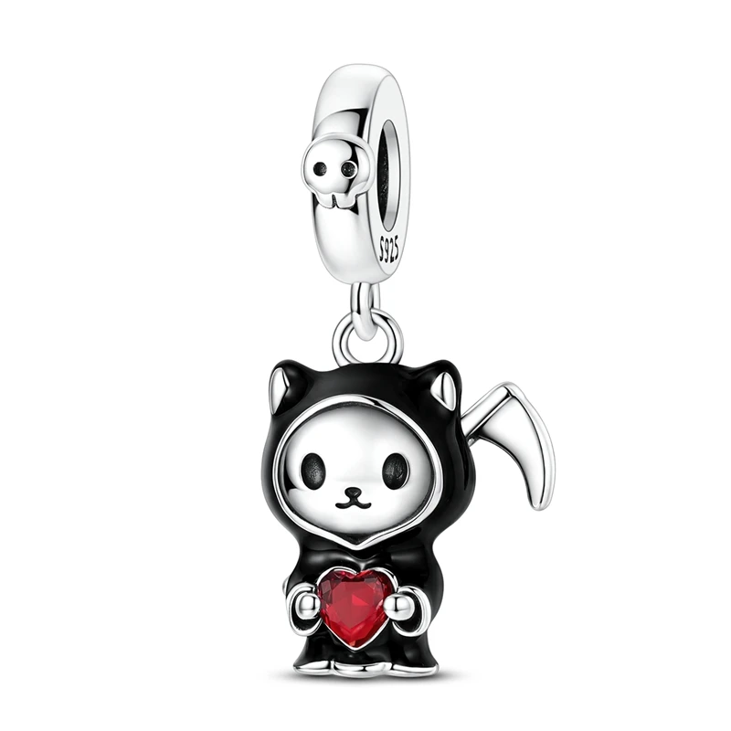 2026 New 925 Sterling Silver Gothic Cat Charms Pendant Fit 3mm Original Bracelet DIY Women Exquisite Birthday Party Jewelry Gift