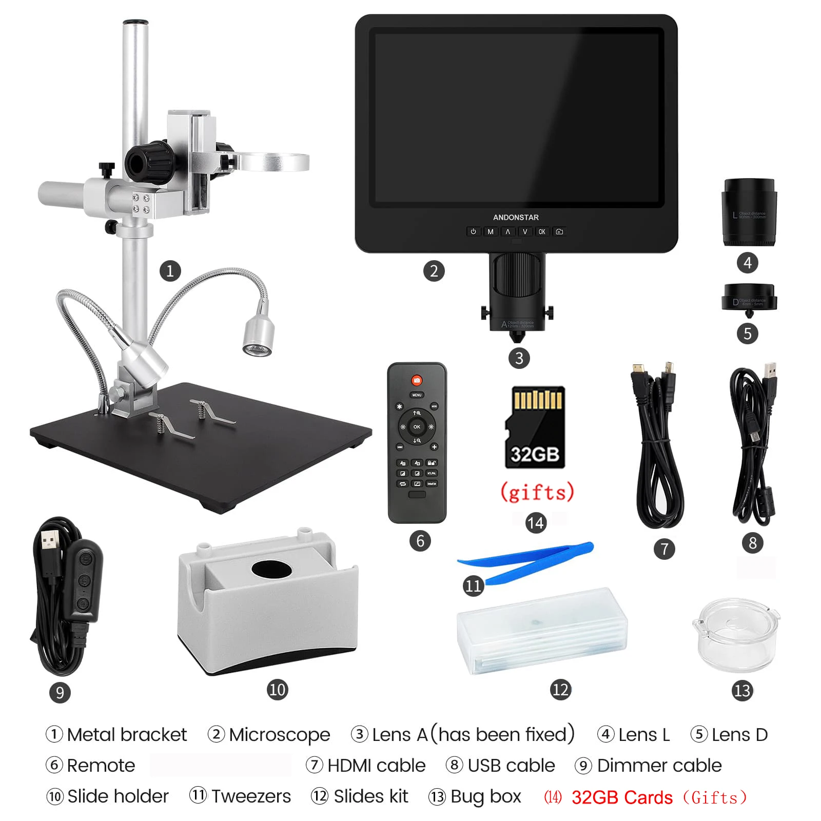 Andonstar AD246SM AD249SM Digital Microscope Wiith HDMI Measurement Software For PCB PC Connection SMD Repair Solder Inspection