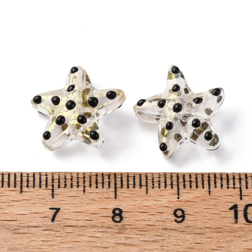 PandaHall 2 Stränge handgefertigter Lampwork-Sternperlen, Polka-Dot-Muster in gemischten Farben für DIY-Halsketten-, Armband- und Schmuckgeschenke. – Detail 2