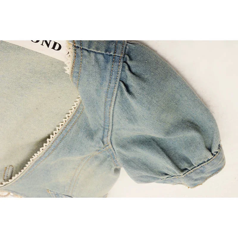 

Summer Women Vintage Blue V Neck Belt Cardigan Denim Jacket Slim Short Cowboy Outerwear Short Sleeve Jeans Jacket Coat Female