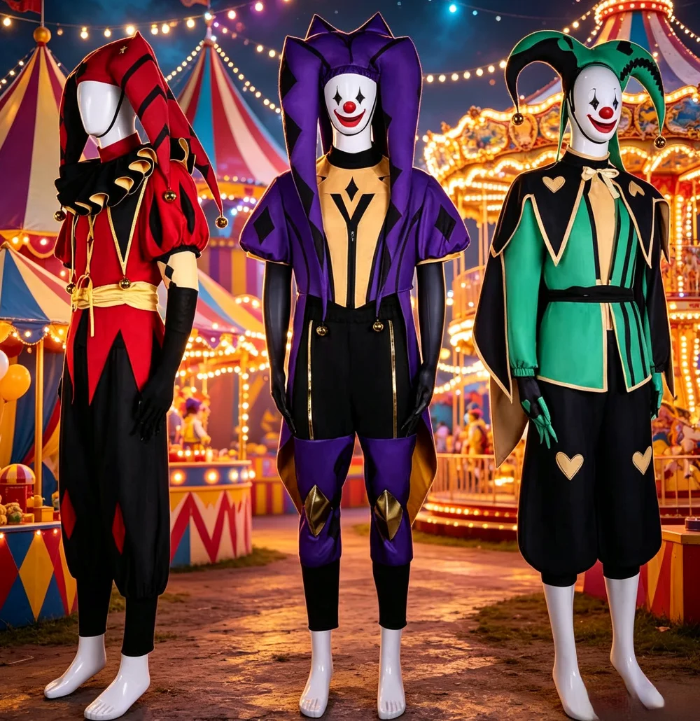 

【Wetrose】In Stock The Freak Circus Harlequin Clown Cosplay Costume Halloween