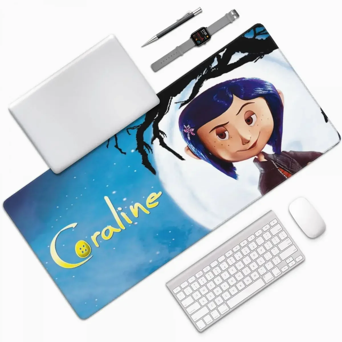 

Coralines Halloween Cartoon Anime Large Mouse Pad Computer Keyboard Mouse Mat Gamer PC Laptop Desk Mat Accessories Table Mats