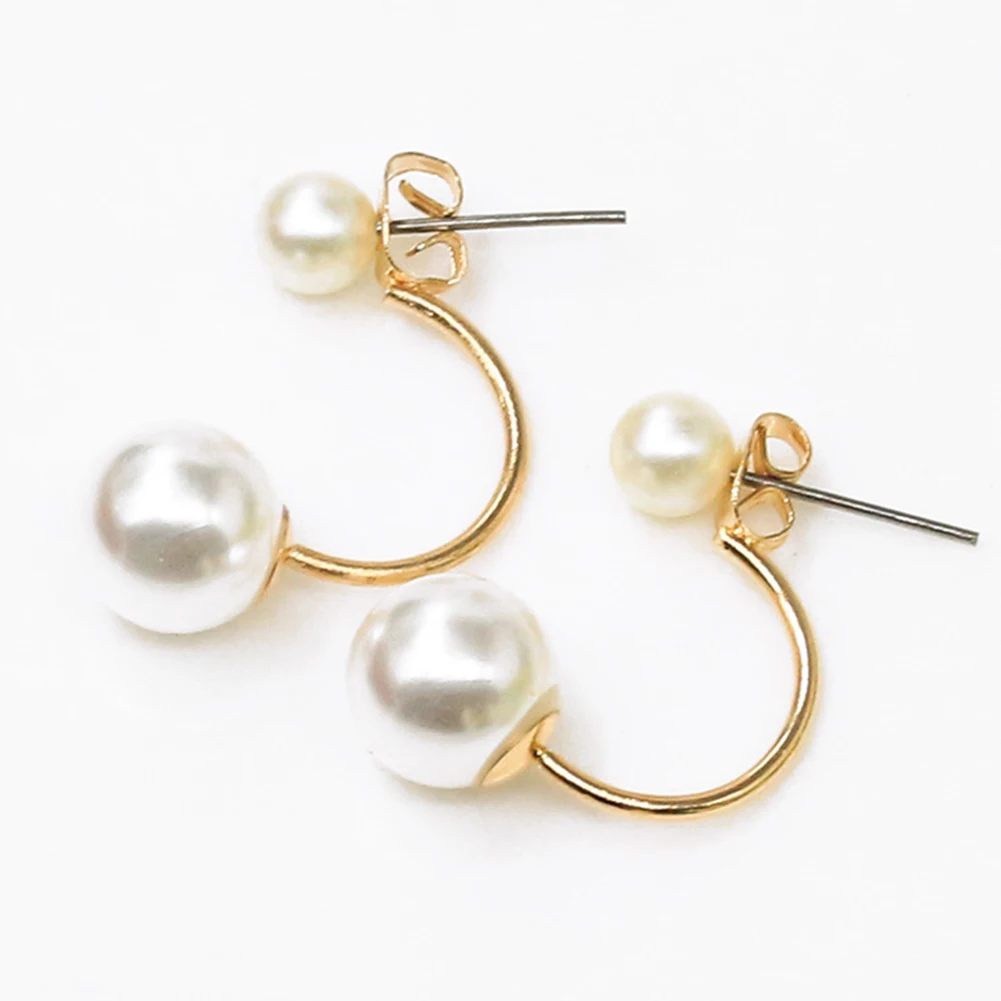 Fashionable Earrings Double Side Earring Crystal Ball Stud Earrings Women Pearl Earrings Ear Accessories Ear Drop Jewelry 1 Pair