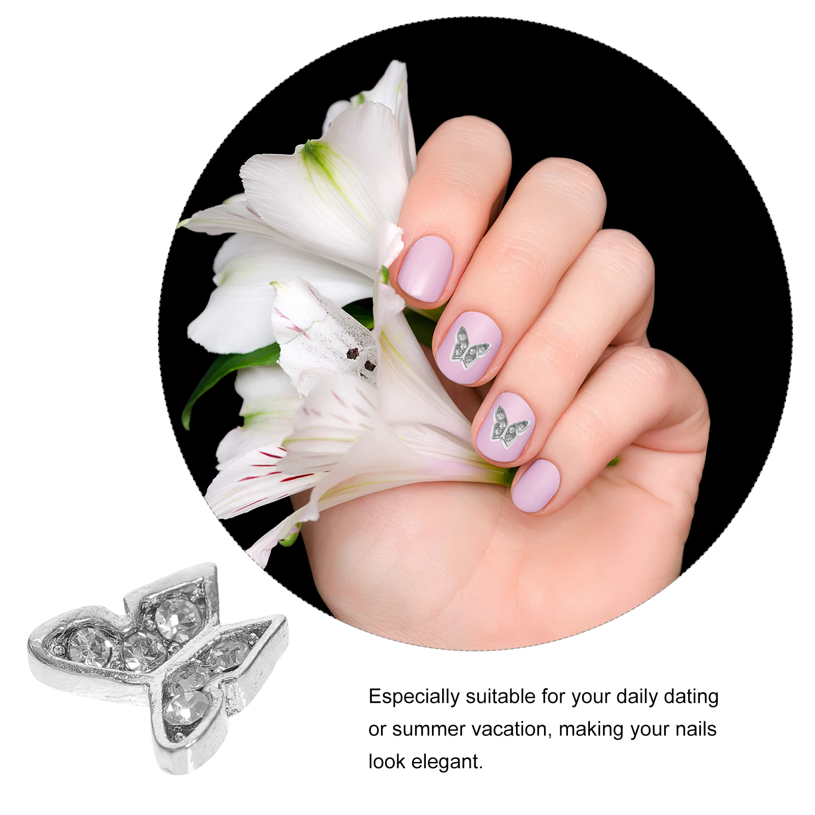 Farfalle 3D in lega di alluminio Pendenti per unghie Glitter Strass Accessori per nail art Decorazioni Ornamenti per manicure Ciondoli per unghie