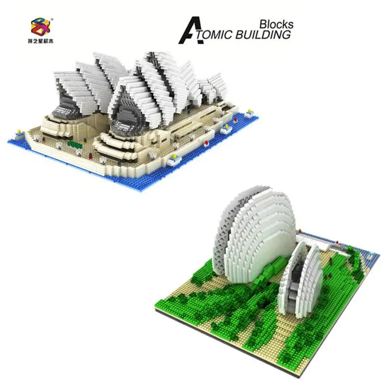 Pzx mini blocos arquitetura mundial sydney opera house modelo de construção tijolos juguetes para crianças brinquedos presente natal 9915