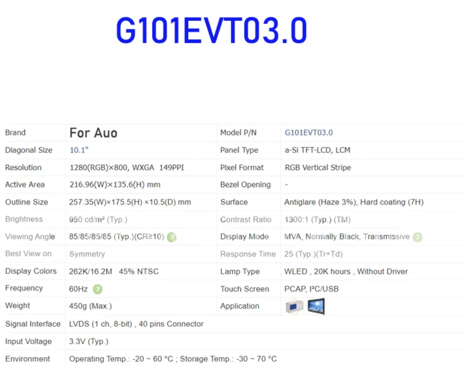 New Original G101EVT03.0 10.1 Inch Industrial LCD Screen With Touch Screen Display Panel (100% Test Before Shipment)