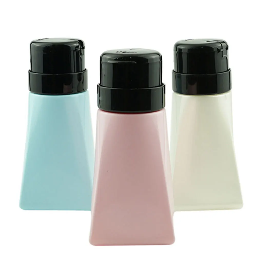 2 قطعة 200 مللي زجاجات مضخة بدون هواء مانعة للتسرب لمزيل طلاء الأظافر موزعات فارغة واضحة تخزين السائل الصغيرة مع