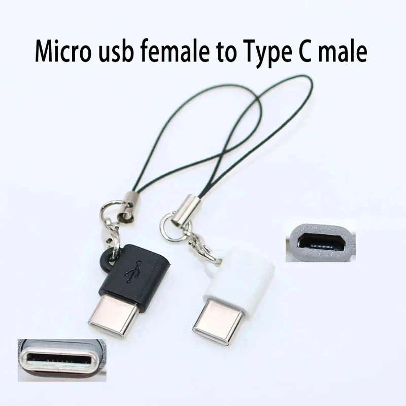 1-5pcs Micro To Type-C Adapter For Android Female Port To Type-C Male OTG Anti Loss Adapter With Keychain For Easy Portability