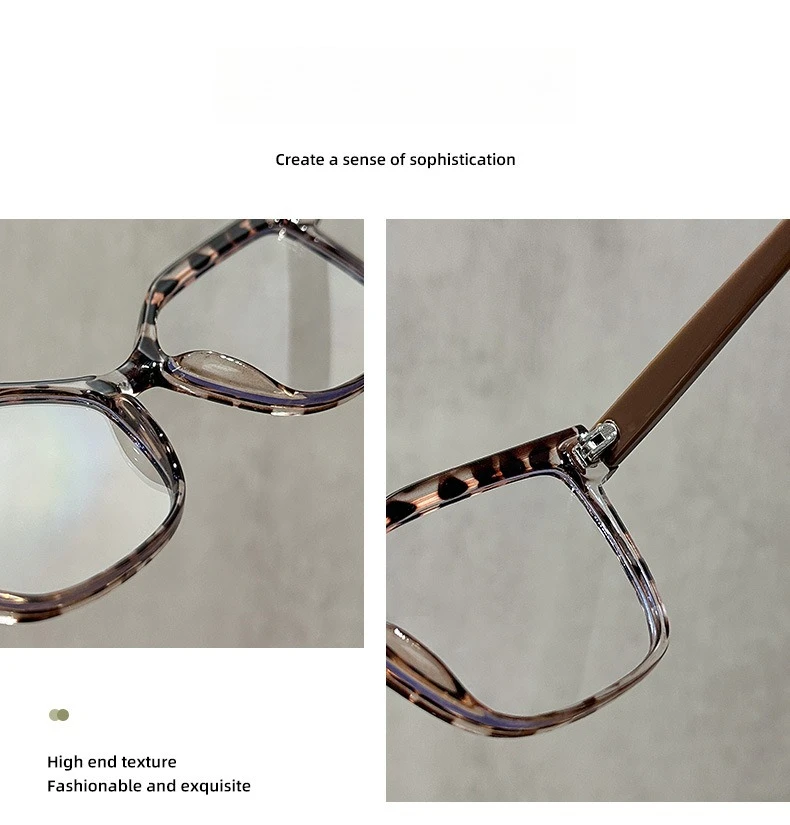Rechteckige + gespleißte farbige Lesebrille, neutrale High-End-Texturbrille, Anti-Blaulicht, kann als dekorative Brille verwendet werden – Detail 3
