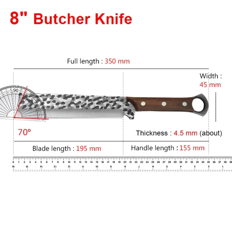 Chop Bones Chopping Knife Slicing Vegetables Slaughter Butcher Knife Hand Forged Kitchen Knives Chef Cleaver Meat Utility Knife