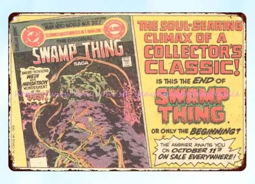 1984 comic ad Swamp Thing Saga metal tin sign bedroom bar club shop design