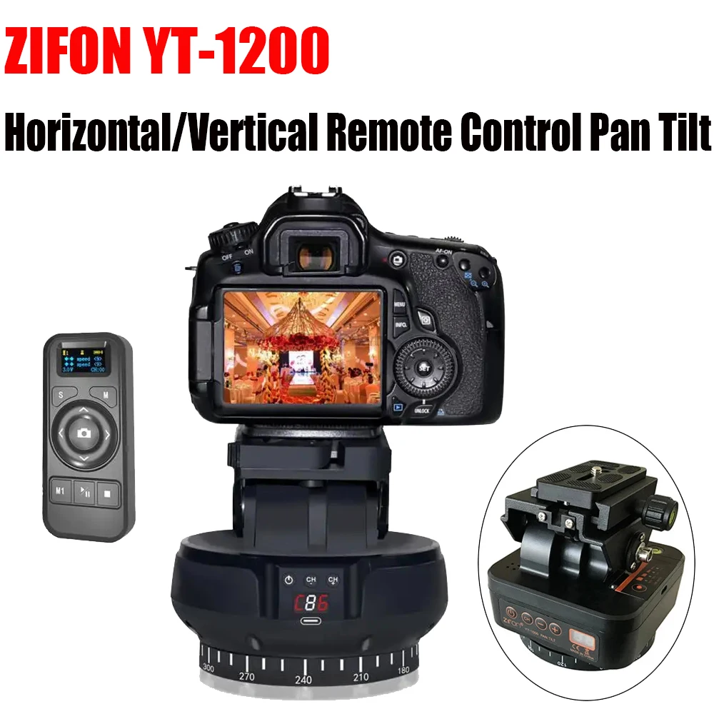 ZIFON YT-1200 Remote Control Pan Tilt Motorized Tripod head Electric Rotation Panoramic head for Phones Cameras