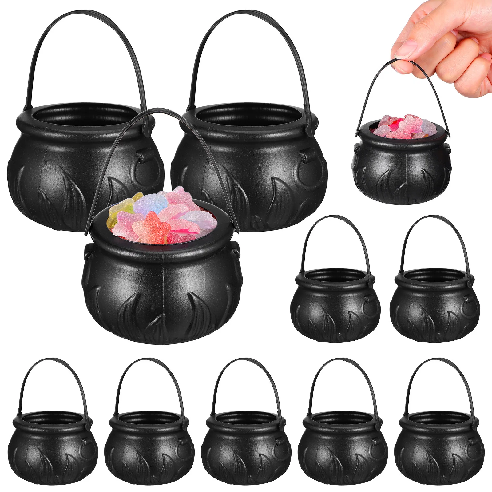 

12 pcs Witch Pumpkin Bucket Halloween Decorations Plastic Treat Pail For Trick Or Treating Candy Holder Party Bar Ktv Use