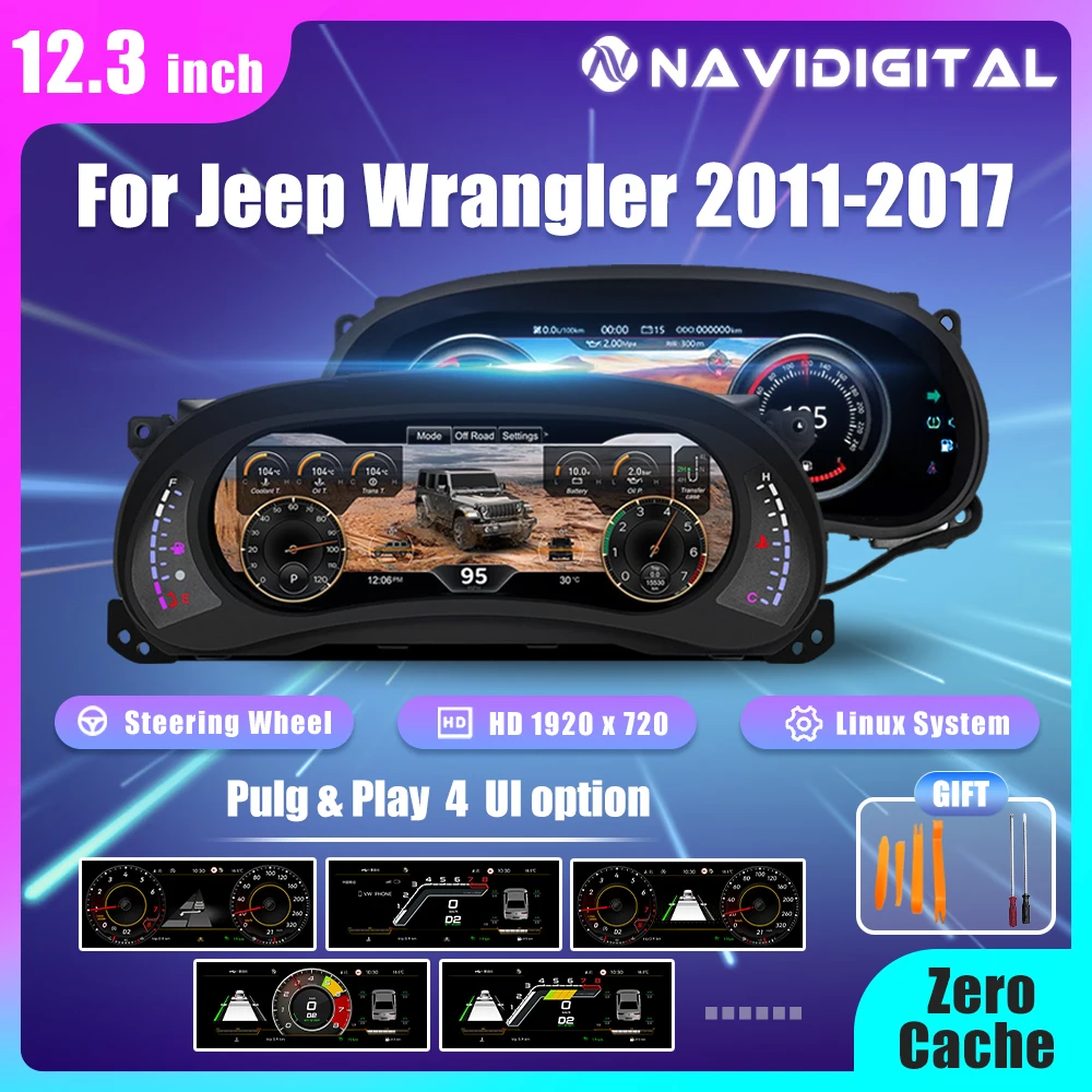 12.3 ''Digital Cluster Dashboard For Jeep Wrangler 2011-2017 Years Auto Lcd Paneel Snelheidsmeter Virtuele Cockpit Voor