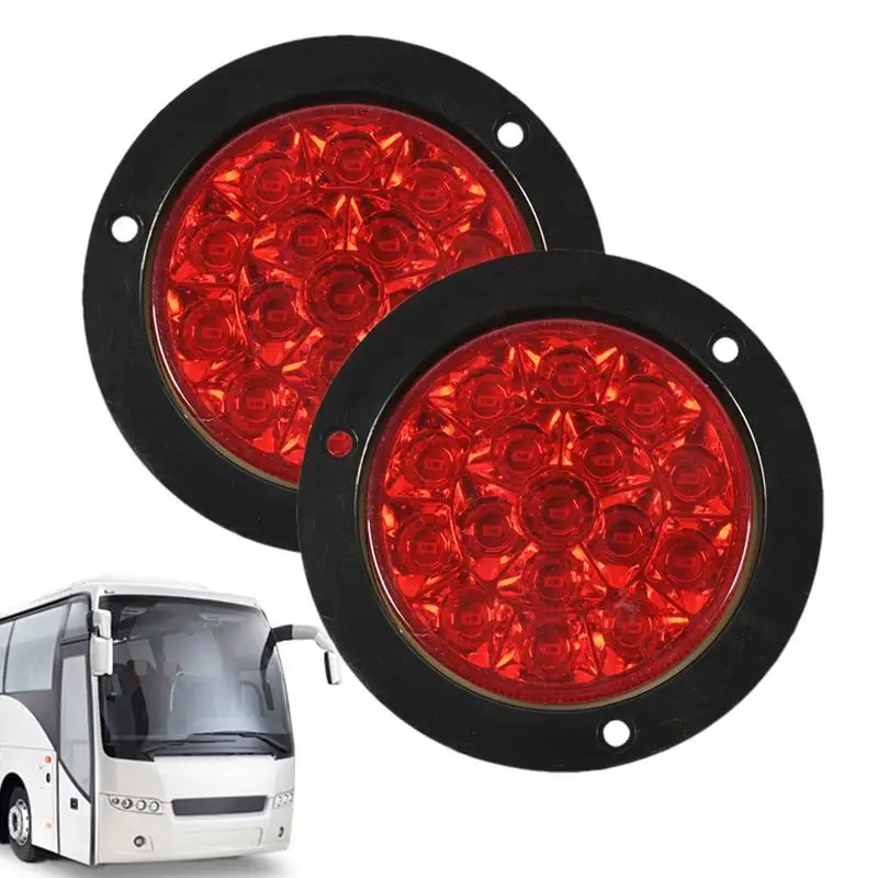 Trailer Tail Lights Waterproof 4inch Round Red Amber LED Trailer Tail Lights 2PCS LED Trailer Brake Lights For Rv Truck Trailer