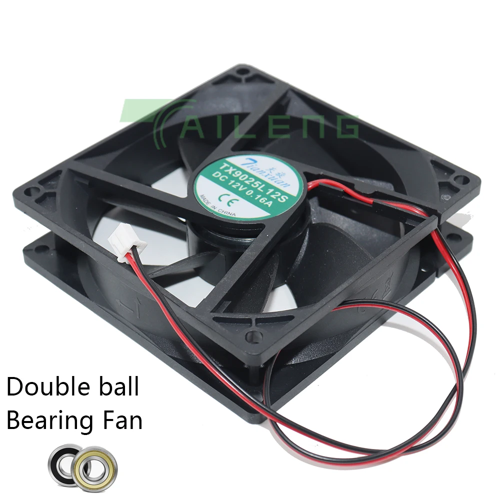 

Brand New TX9025L12S DC 12 V 0.16 A 9 CM 9025 2 Lines Cooling Fan 92*92*25mm Double ball bearing