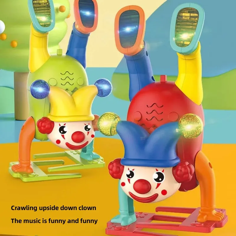 Inverted Crawling Clown Lights for Children, Dynamic Music, Boys and Girls, Funny Toys to Accompany Holiday Gifts, 0-3 Years Old