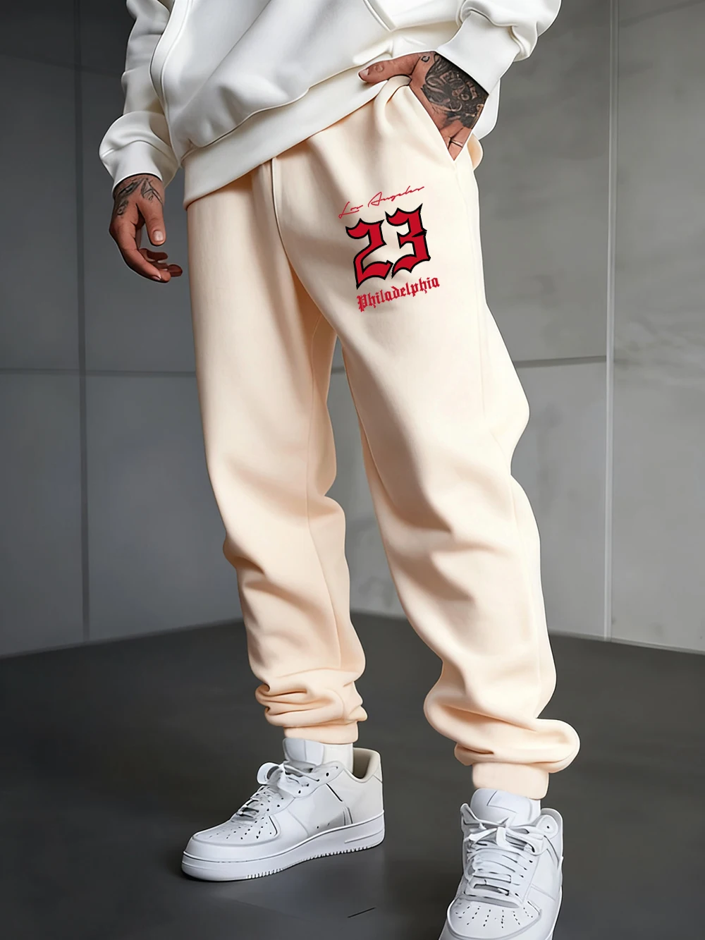 

Los Angeles 23 Philadelphia Print Sweatpants Mens Basics Jogger Pants Pocket Comfortable Warm Trousers Casual Men'S Streetwear