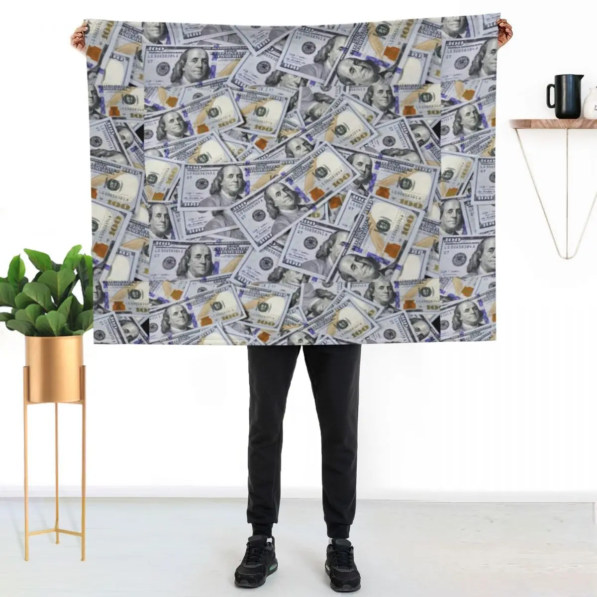 One Hundred Dollar Bills Throw Blanket Sleeping Bag Fashion Sofas Polar Loose bed plaid Baby Blankets