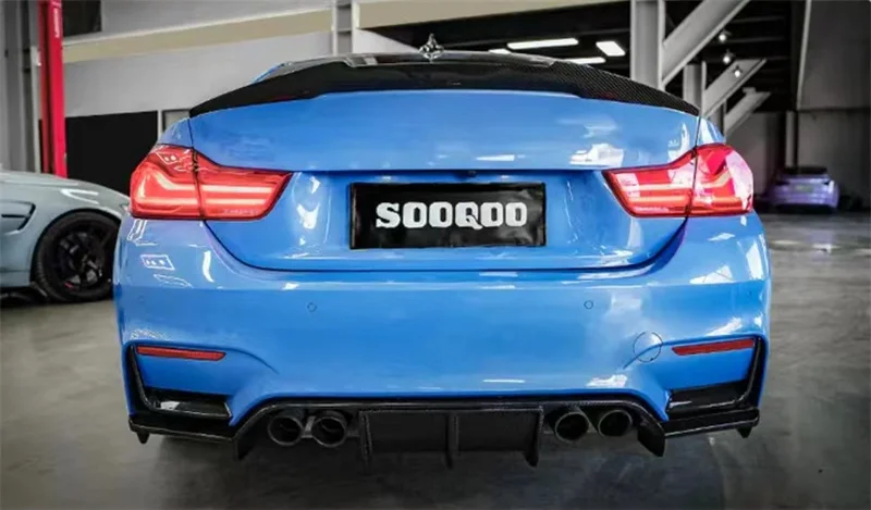 Used for upgrading the BMW M3 M4 series F80 F82 with a dry carbon fiber V-style rear diffuser and rear corner body kit