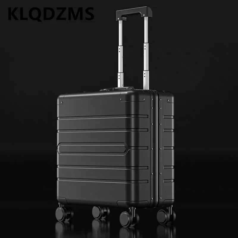 

KLQDZMS 18-дюймовый мужской деловой чемодан на колесиках, новый маленький чемодан из алюминиево-магниевого сплава, ручная кладь, сумка для багажа