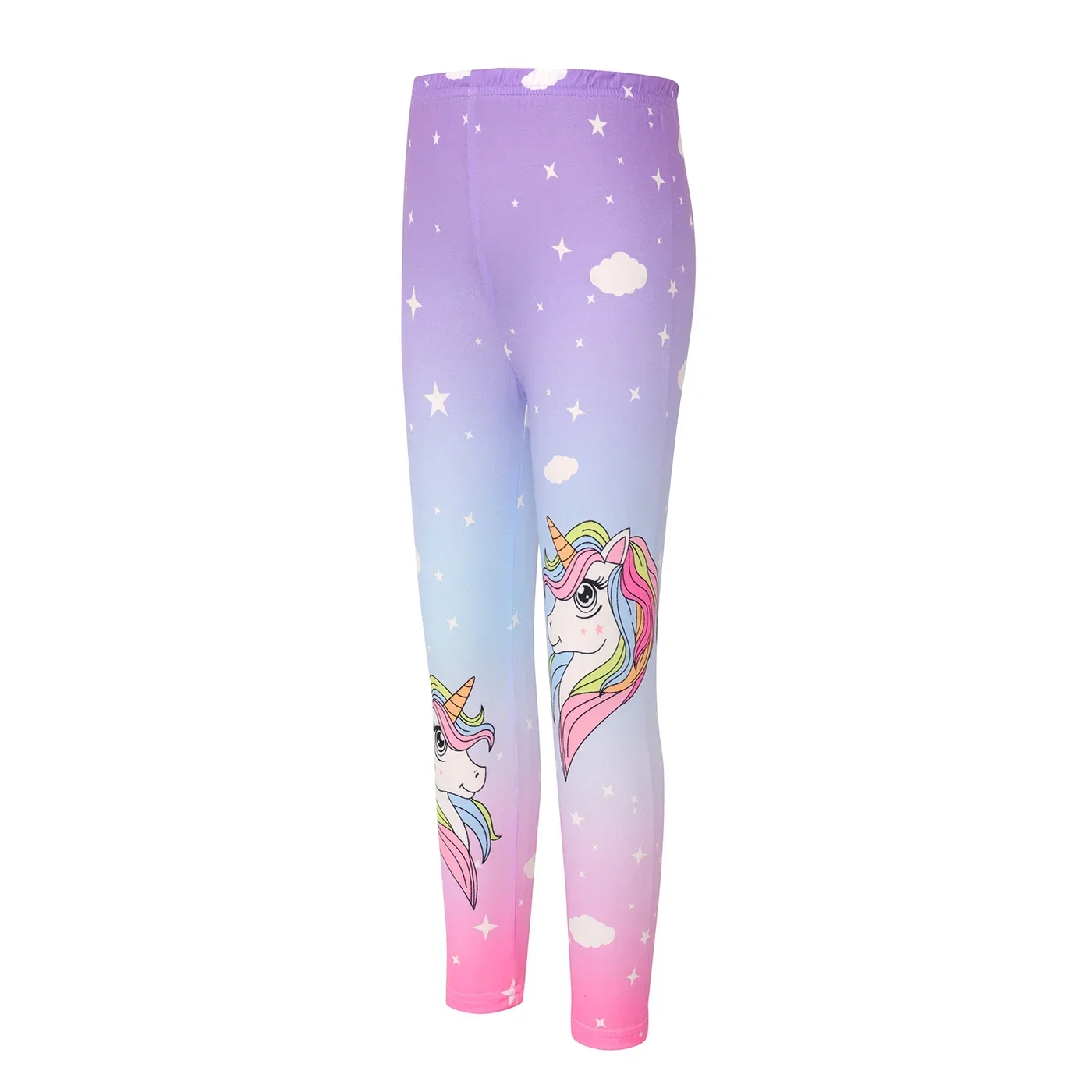 PatPat Kid Girl Unicorn Print Colorblock Elasticized Leggings Soft and Comfortable  Perfect for Outings and Daily Wear