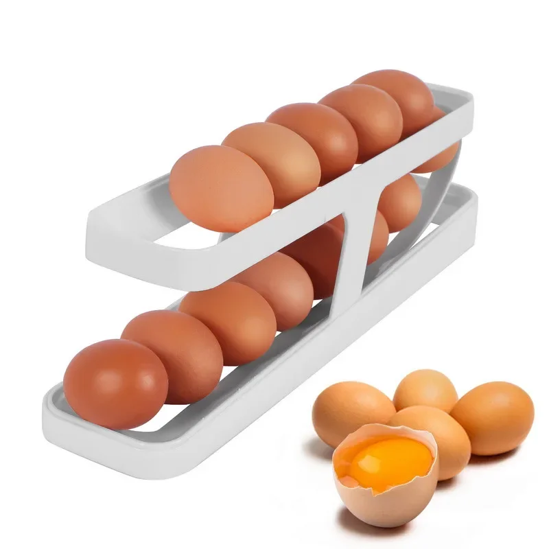 

Automatic Rolling Egg Holder Rack Fridge Storage Box Egg Container Kitchen Refrigerator Egg Dispenser Fridge Organizer Dropship