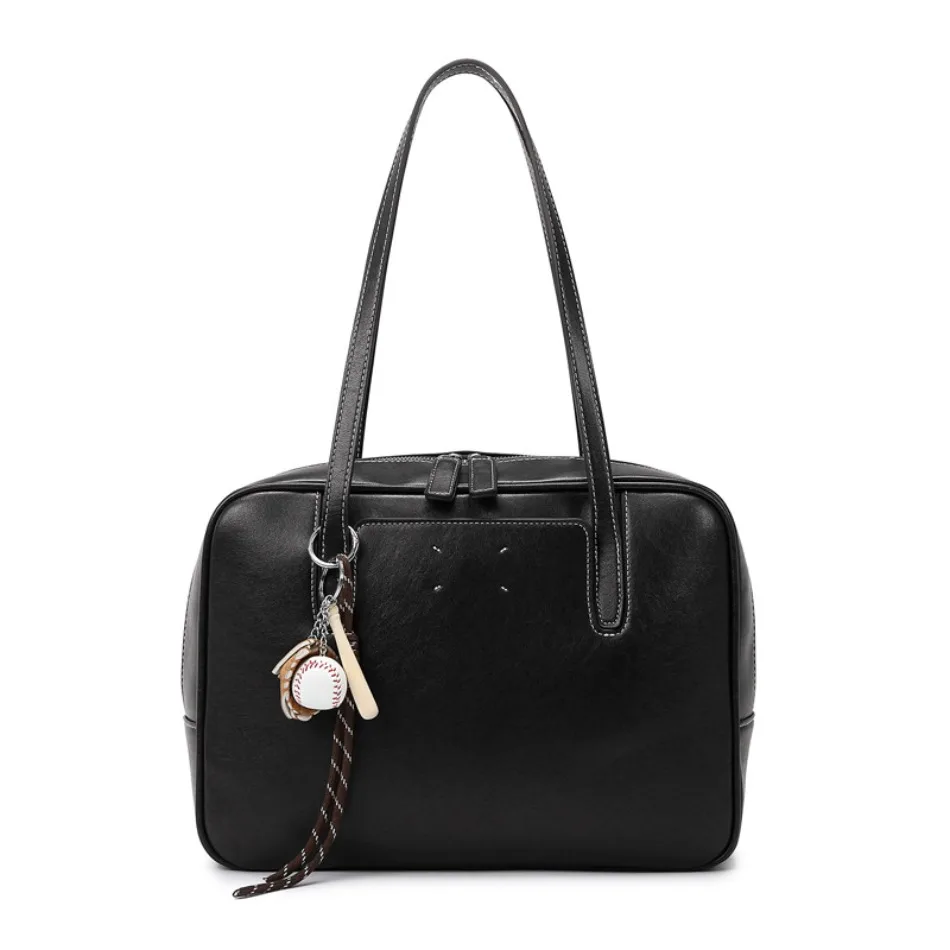 

Large Capacity Retro Bowling Bags Bags Fashion Simple Shoulder Bags Premium Sense Commuter Handbags Women with Pendant